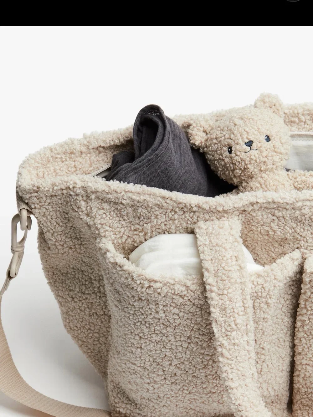 H&M Teddy Sherpa Diaper Bag - Beige